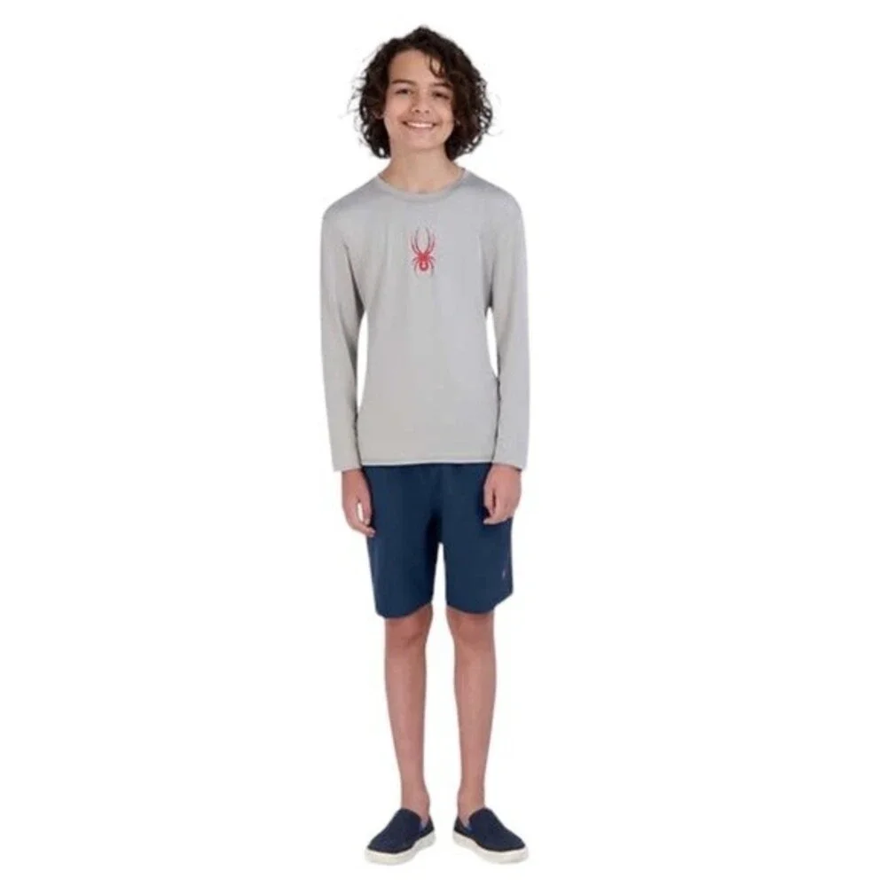 Swim Trunks Boys L Gray Spyder Youth 2-piece Swim Shorts UPF 30 Swim Shirt Sh